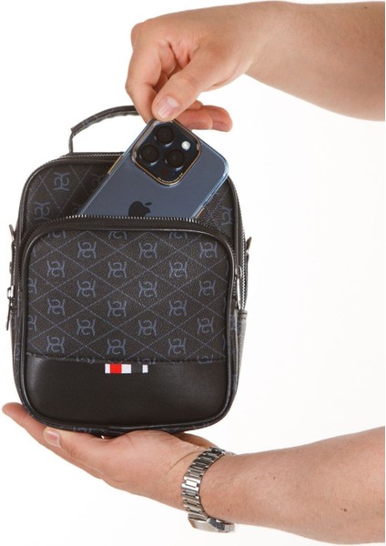 Şık Siyah Çapraz Askılı El ve Omuz Çantası