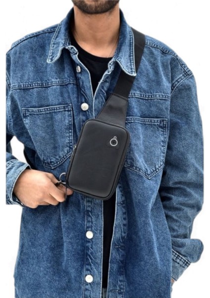 Hakiki Deri Siyah Erkek El ve Omuz Çantası, Çelik Kasalı, Şık ve Dayanıklı Tasarım