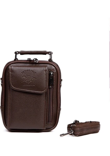 Kahverengi Deri Çelik Kasalı Kapaklı Omuz ve El Çantası 15X19CM modelleri