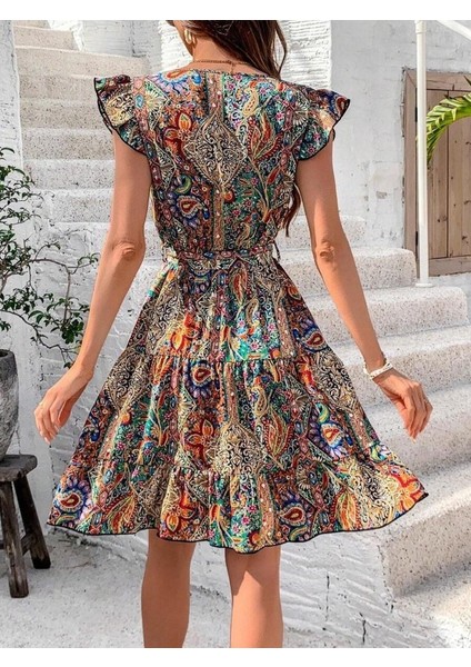 Kadın Kısa Kelebek Kollu Kruvaze Yakalı Süprem Elbise modelleri