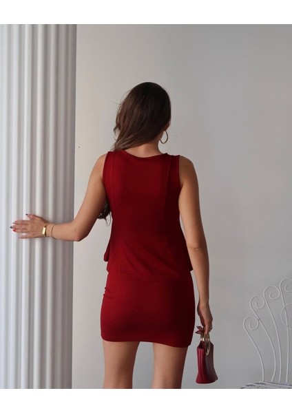 Kadın Modal Kumaş Volanlı Mini Etek Takım modelleri