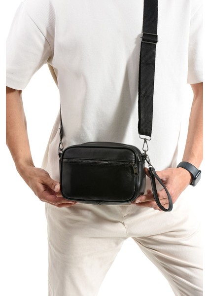 Siyah Erkek Deri El ve Omuz Çantası, Ayarlanabilir Askılı, Çok Işlevli modelleri