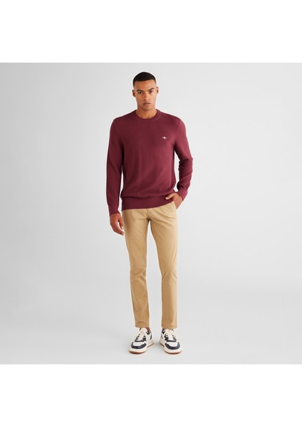 Erkek Bordo Regular Fit Bisiklet Yaka Kazak modelleri