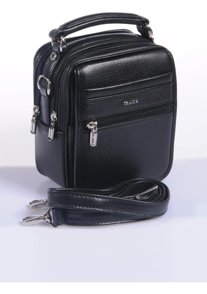 Hakiki Deri Erkek El ve Çapraz Çanta, Şık ve Kullanışlı Siyah Renk Seçeneği