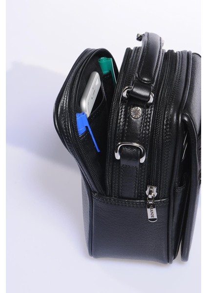 Hakiki Deri Erkek El ve Çapraz Çanta, Şık ve Kullanışlı Siyah Renk Seçeneği indirimleri