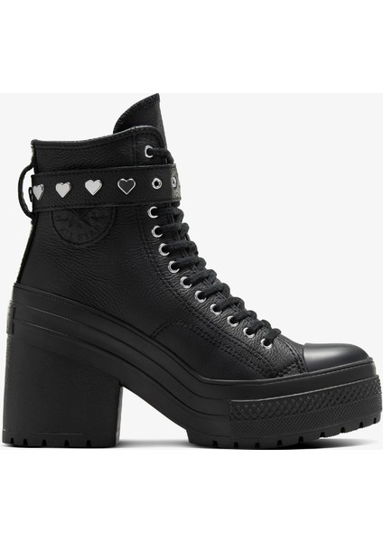 Chuck 70 De Luxe Heel Unisex Siyah Deri Platform Dark Romance Sneaker