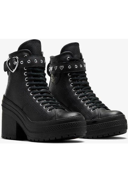Chuck 70 De Luxe Heel Unisex Siyah Deri Platform Dark Romance Sneaker fiyatları