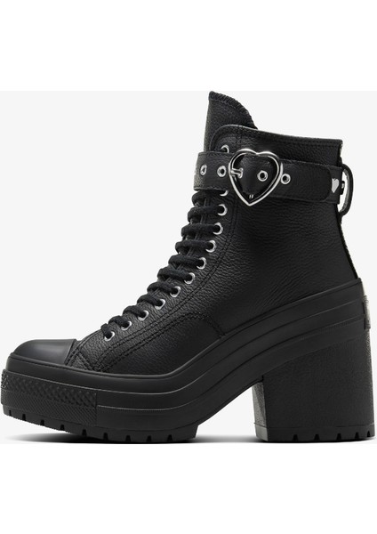 Chuck 70 De Luxe Heel Unisex Siyah Deri Platform Dark Romance Sneaker fırsatları