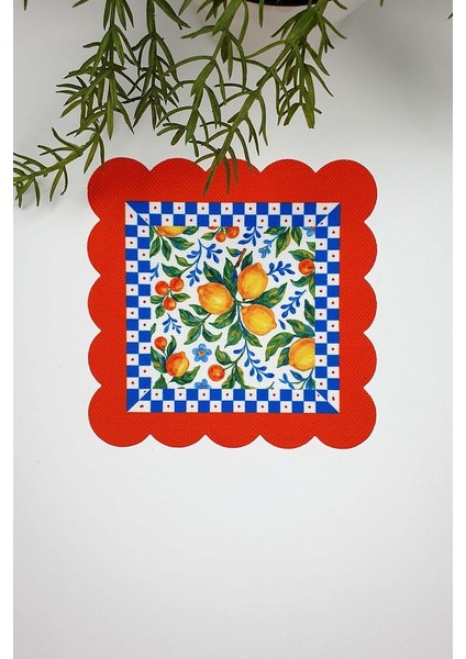 Limoncello Renkli Çerçeveli Dijital Baskılı Lazer Kesim Kokteyl Peçetesi 1 Adet