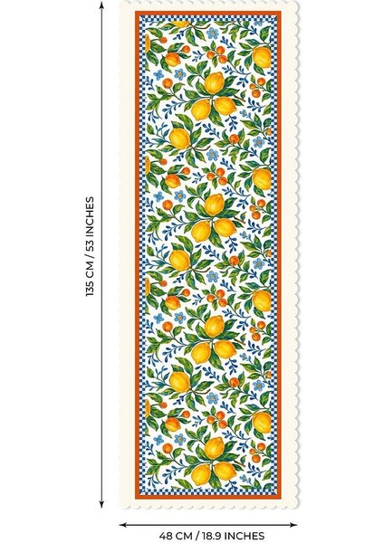 Limoncello Renkli Çerçeveli Dijital Baskılı Lazer Kesim Runner fiyatları