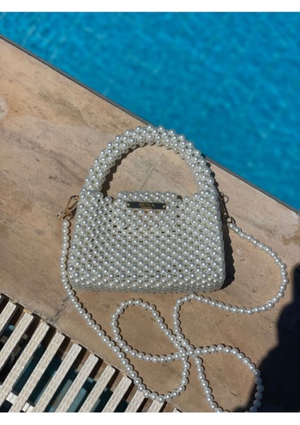 Inci Boncuklu Bej Omuz Çantası, Şık ve Zarif Günlük Kullanım Aksesuarı fiyatları