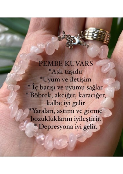 El Yapımı Pembe Kuvars Doğaltaş Kırıktaş Bileklik, Şıklık ve Doğal Güzellik Sunar