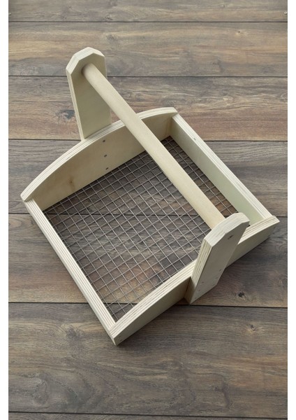 Doğal Ahşap Tel Sepet 38X34X32 cm | Yumurta Sepeti, Meyve Sepeti, Sebze Sepeti, Tarla ve Bahçe Hasat Sepeti