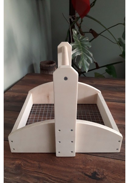 Doğal Ahşap Tel Sepet 38X34X32 cm | Yumurta Sepeti, Meyve Sepeti, Sebze Sepeti, Tarla ve Bahçe Hasat Sepeti