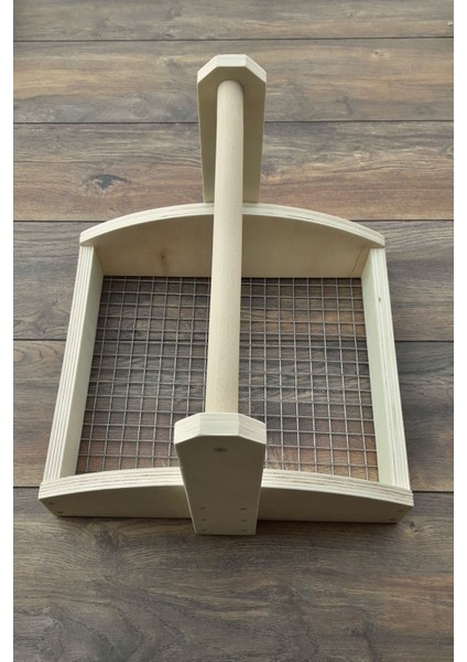 Doğal Ahşap Tel Sepet 38X34X32 cm | Yumurta Sepeti, Meyve Sepeti, Sebze Sepeti, Tarla ve Bahçe Hasat Sepeti