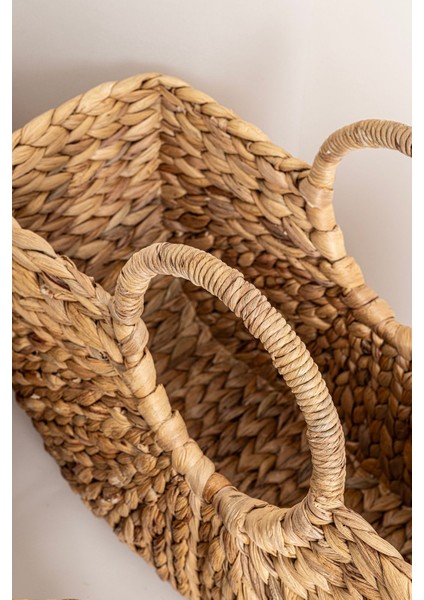 Bej Su Sümbülü Hasır Çanta Seti, Şık ve Hafif Tasarım, 3'lü Paket