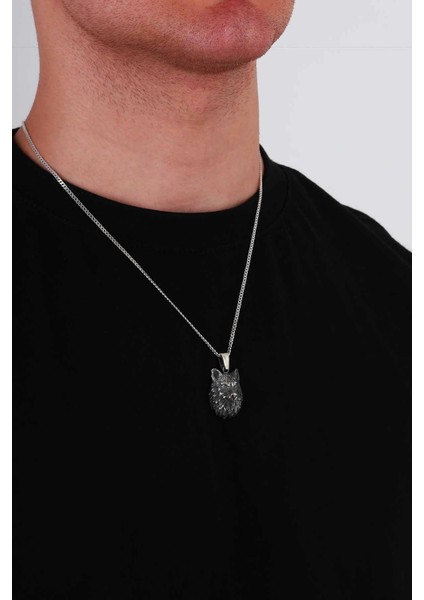 Kurt Kafası Gümüş Erkek Kolye fırsatları