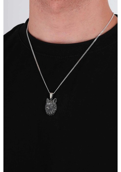 Kurt Kafası Gümüş Erkek Kolye indirimleri