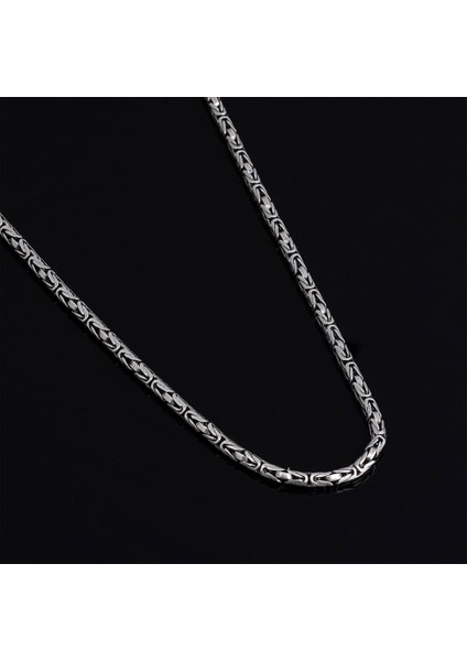 60 cm 3 mm Erkek Kral Gümüş Zincir Kolye
