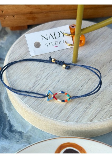 El Yapımı Mavi Mineli Balık Ayarlanabilir Bileklik ve Halhal modelleri