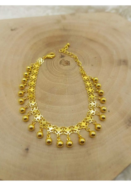 Kadın 22 Ayar Altın Kaplama Kişniş Bileklik, Şık ve Zarif Tasarım