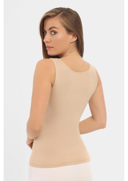 Kadın Bambu Kalın Askılı Atlet Ten Rengi 2'li Paket Nefes Alabilir Esnek Kumaş fırsatları