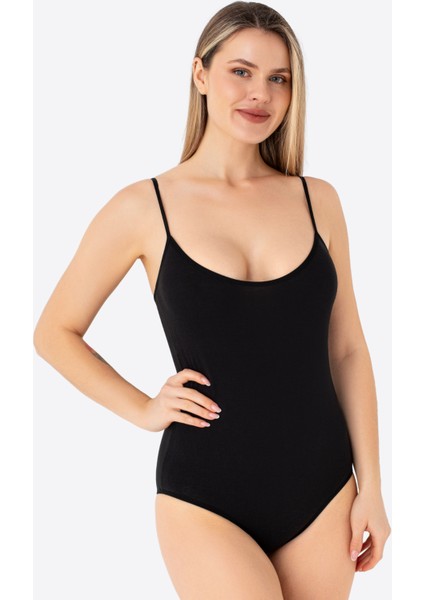 Kadın Siyah İp Askılı Çıtçıtlı Atlet Body Zıbın Pamuklu Likralı 2'li Paket fiyatları