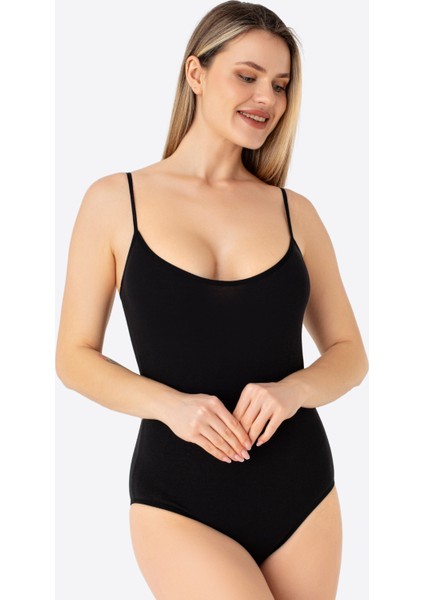 Kadın Siyah İp Askılı Çıtçıtlı Atlet Body Zıbın Pamuklu Likralı 2'li Paket modelleri