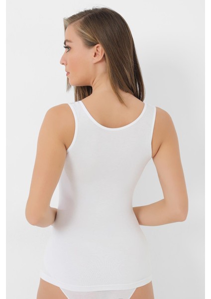 Kadın Bambu Kalın Askılı Atlet Beyaz 2'li Paket Nefes Alabilir Esnek Kumaş fırsatları