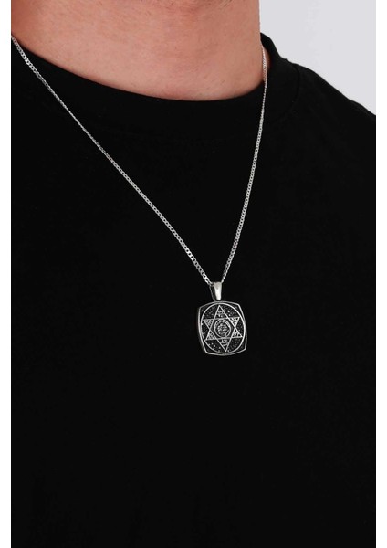 Hz.süleyman Mührü Kare Gümüş Erkek Kolye indirimleri