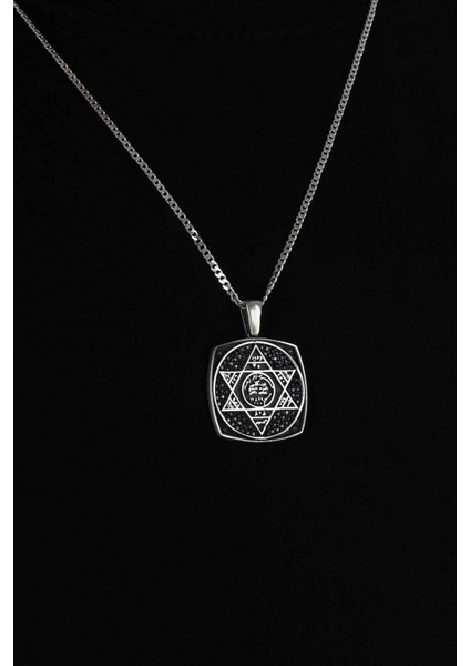 Hz.süleyman Mührü Kare Gümüş Erkek Kolye