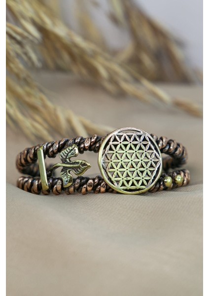 El Yapımı Şık Çiçekli Bakır Bilezik, 55 Gram, Zarif ve Dayanıklı Tasarım