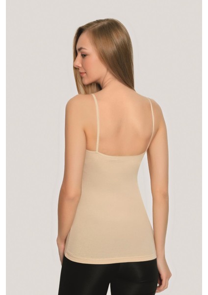 Kadın Pamuklu Likralı İp Askılı Atlet Ten Rengi 3'lü Paket Esnek Rahat Kumaş indirimleri