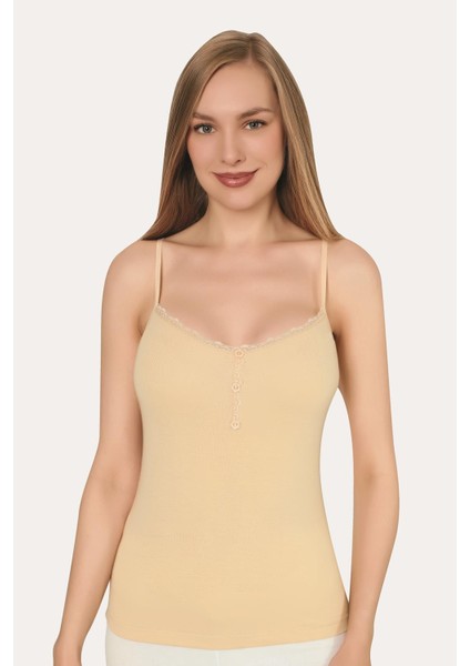 İp Askılı Ten Rengi Kadın Düğmeli Atlet 2'li Paket Pamuklu Likralı fiyatları