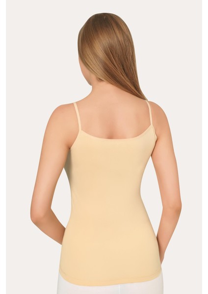 İp Askılı Ten Rengi Kadın Düğmeli Atlet 2'li Paket Pamuklu Likralı fırsatları