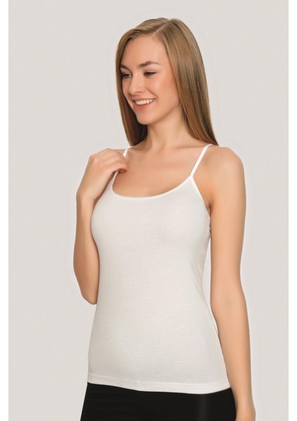 Kadın Pamuklu Likralı İp Askılı Atlet Beyaz 3'lü Paket Esnek Rahat Kumaş fiyatları