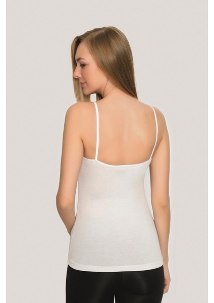 Kadın Pamuklu Likralı İp Askılı Atlet Beyaz 3'lü Paket Esnek Rahat Kumaş indirimleri