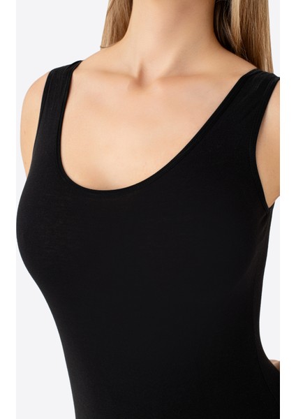 Siyah 2'li Kadın Çıtçıtlı Atlet / Body Kalın Askılı Pamuklu Likralı fırsatları