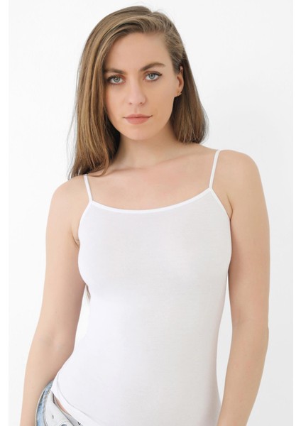 Kadın Beyaz Bambu İp Askılı Atlet 2'li Paket Nefes Alabilir ve Yumuşak Kumaş fiyatları