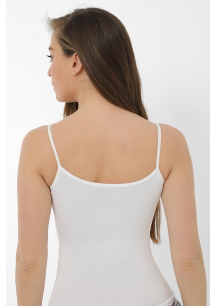 Kadın Beyaz Bambu İp Askılı Atlet 2'li Paket Nefes Alabilir ve Yumuşak Kumaş fırsatları