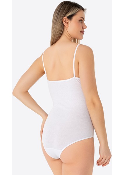 Kadın Beyaz İp Askılı Çıtçıtlı Atlet Body Zıbın Pamuklu Likralı 2'li Paket indirimleri