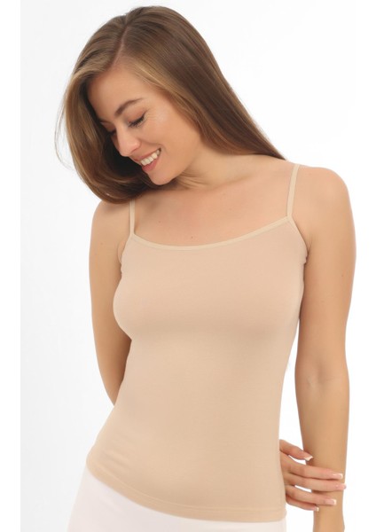 Kadın Ten Rengi Bambu İp Askılı Atlet 2'li Paket Nefes Alabilir ve Yumuşak Kumaş fiyatları