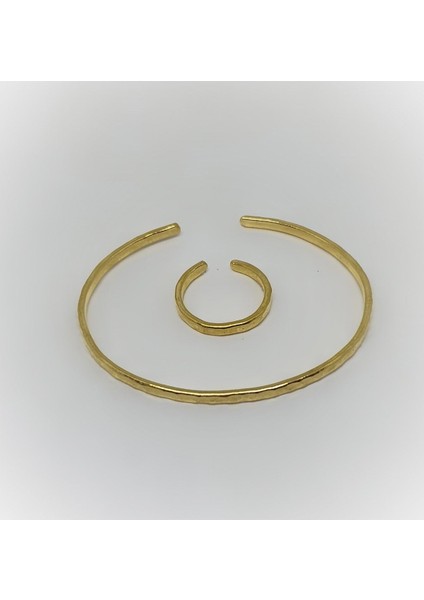 Pirincin Altın Kaplamalı Ayarlanabilir Bilezik ve Yüzük Seti fırsatları