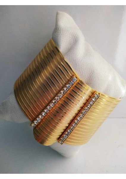 El Örgüsü 16 Sıralı Trabzon Hasır Kelepçe, Altın Kaplama, Şık ve Zarif Tasarım