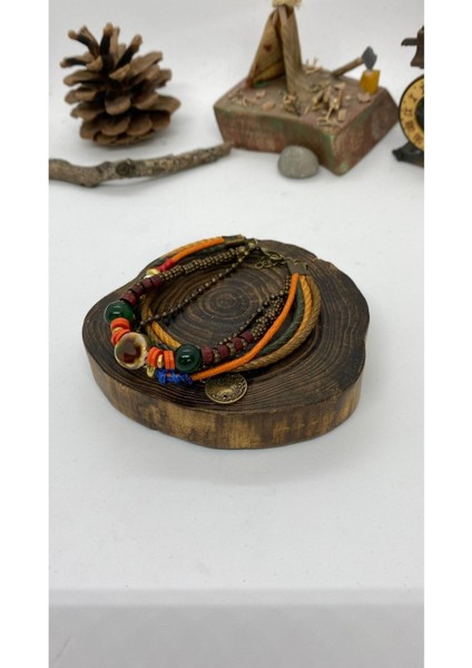 El Yapımı Etnik Bohem Renkli Bileklik, Gri Tonlar, Şık ve Özgün Takı