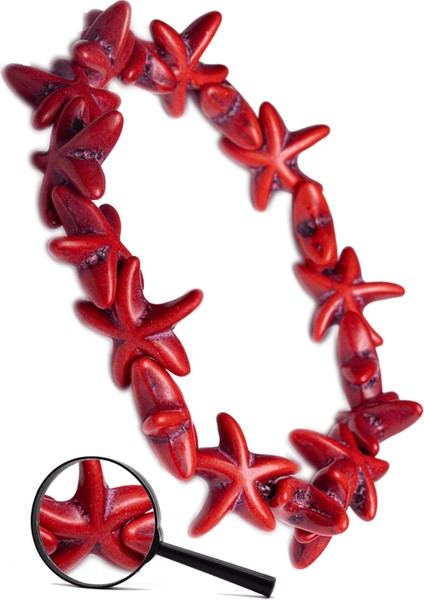 Kırmızı Kıl Mercan Taşı Yıldız Kesim Bileklik, Zarif ve Şık Takı Parçası