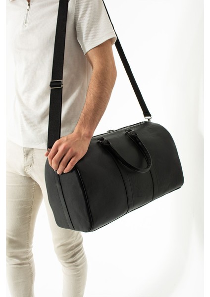 Hakiki Deri Çok Amaçlı Unisex Seyahat Çantası, Büyük Boy, Siyah fiyatları