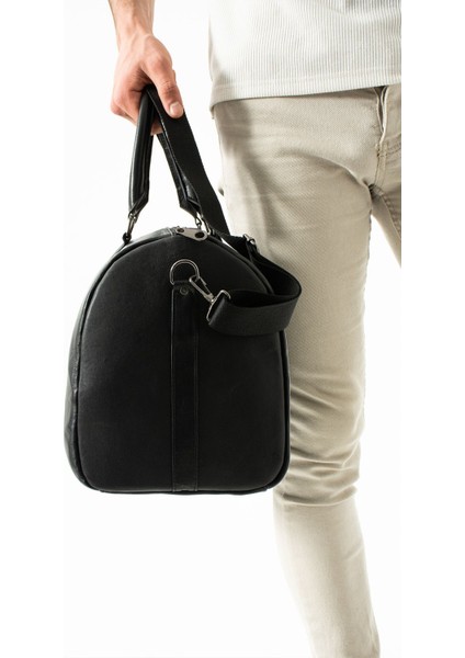 Hakiki Deri Çok Amaçlı Unisex Seyahat Çantası, Büyük Boy, Siyah fırsatları