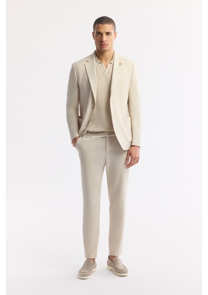 Erkek Taş Mono Yaka Viskon Karışımlı Hafif Bi-Stretch Blazer Comfort Slim Fit Ceket A51Y4006