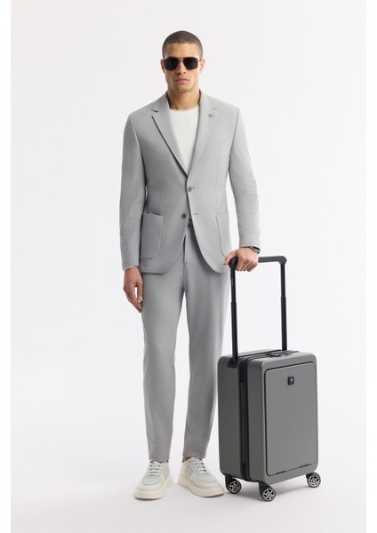 Erkek Gri Mono Yaka Viskon Karışımlı Hafif Bi-Stretch Blazer Comfort Slim Fit Ceket A51Y4001
